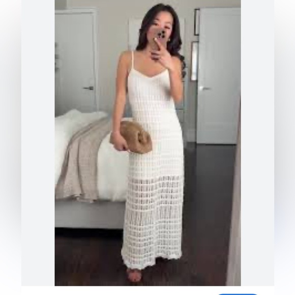 NWT Abercrombie & Fitch Crochet-Style Maxi Dress Cream Women’s Size Large - Picture 7 of 13